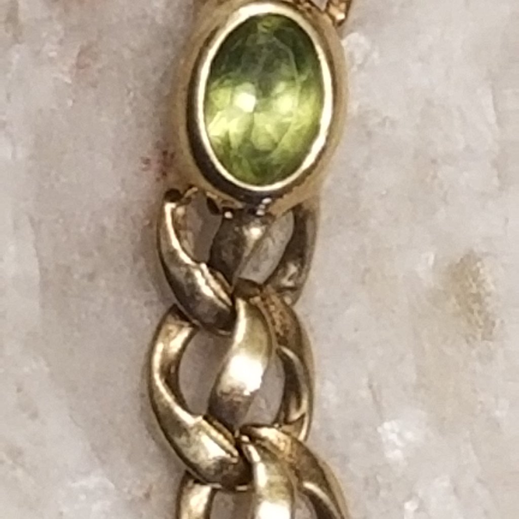 Rare Heavy Vintage Estate Mayors Birks Woven 14k Oval Cabochon Gemstone Bracelet — image 7 of 8